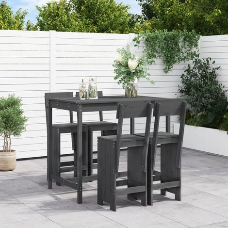 Ensemble de bar de jardin 5 pcs-Bar d'extérieur gris bois de pin massif 869107 (1/5)