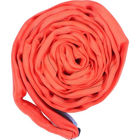 Élingue de levage flexible en polyester à double boucle rouge 5T 3M pour grue industrielle, corde de remorquage (1/5)