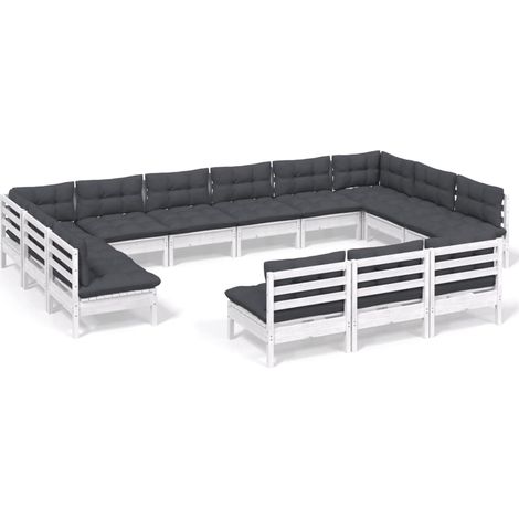 Maison Exclusive - Muebles de jardín 13 pzas y cojines blanco mad (1/5)