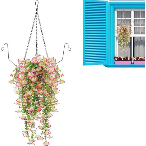 Fleurs Artificielles Déco Florale Réaliste Maison Et Jardin  Fleurs Artificielles Suspendues Avec Un Panier Pour Jardin Couloir Balcon Salle À Manger Maison Cour Fenêtre Fête Mariage (1/5)