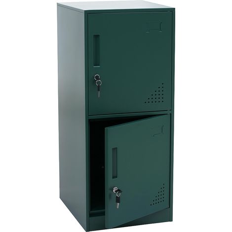 Casier HWC-P63, casier coffre-fort armoire à casiers 2 portes, 90x38x45cm acier- vert