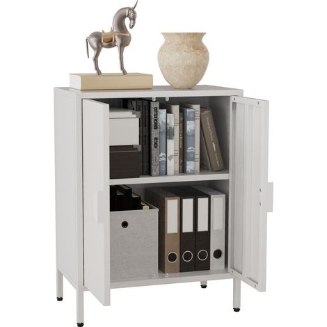 Cassettiera in acciaio VCM  Bordo con ante girevoli  Dimensioni ca. A. 80 x L. 60 x P. 35 cm - Flokas S (Bianco)