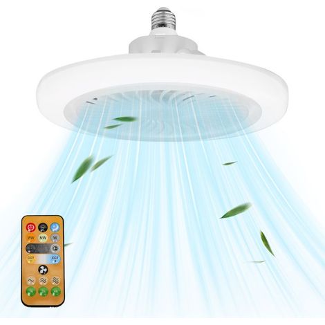 Ventilatore da soffitto da 26 cm con 3 luci e 3 velocità, silenzioso, con timer ecologico, a basso consumo energetico, con telecomando e dimmerabile. (1/5)