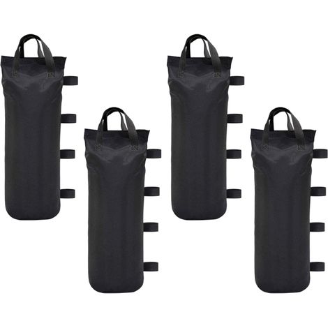 Ensemble de 4 sacs de lestage robustes à double couture - lestage pour pieds de tente, sac de sable, sac extérieur noir (rond) (1/5)