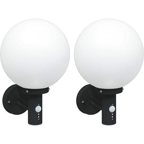 Lot de 2 appliques murales extérieures rondes modernes 28 x 25 x 38 cm en acier inoxydable noir (1/5)