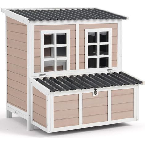 YODOLLA Wooden Outdoor Hen House, Garden Chicken Poultry Ark, Brown (1/5)