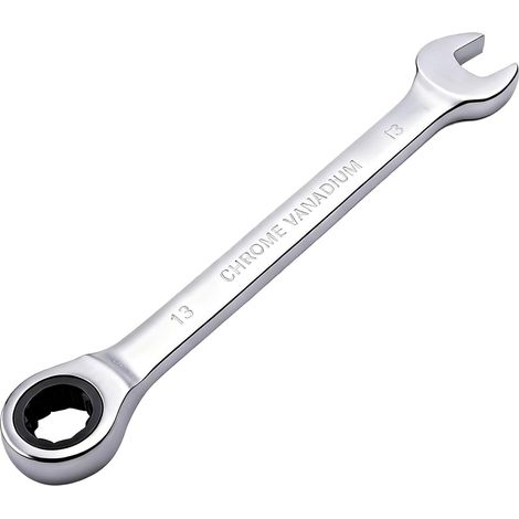 Chiave a cricchetto a forchetta, chiave combinata a cricchetto, 13 mm, adatta per riparazione e smontaggio di macchinari.