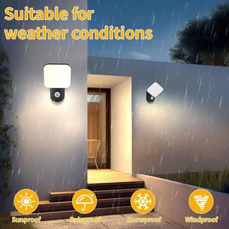 Applique da esterno da 12 W con sensore di movimento, luce bianca calda 3000K, 1500 lumen, impermeabile IP65, illuminazione da parete con pannello LED girevole a 350° per casa, veranda, garage (1/4)