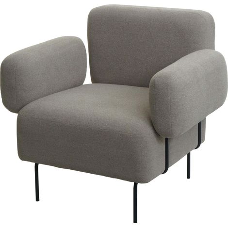 [NON UTILIZZATO] Poltrona lounge cocktail elegante seduta imbottita HHG-741 tessuto bouclé, grigio