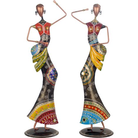 Signes Grimalt Abbildung 2U Afrikaner und blaue Elefanten – Personenfigur 3x21x18cm