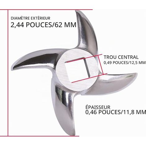 Meat Mincer Knife, Stainless Steel Blade, Cross, Spare Part (12) (1/3)