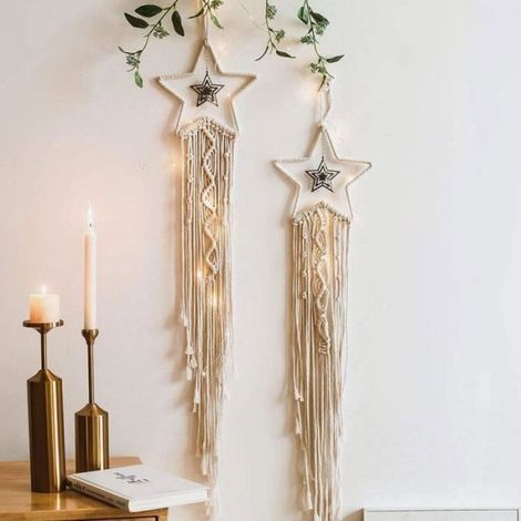 Tenture - Tapisserie Géométrique Tissée À La Main - Décoration Murale Bohème Avec Pompons - 1 Pièce (1/5)
