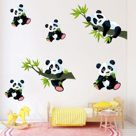 Panda et Bambou Stickers Muraux Animaux Stickers Muraux Enfants Chambre Salle De Jeux Bébé Pépinière Décoration Murale (1/5)