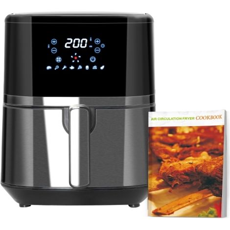 4.5L Digital Air Fryer,8-in-1 with Rapid Air Circulation,Temp Control,Timer,Non-stick Basket,Oil-Free,1500W,Black.