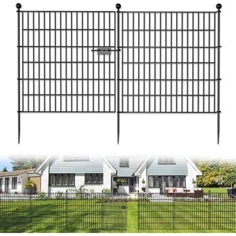 Pond Fence, Outdoor Garden Fence, Metal Dog Enclosure, 74 x 81 cm, 10 Fence Elements and 11 Fixing Bars, Defence Fence for Dogs and Pets (1/5)