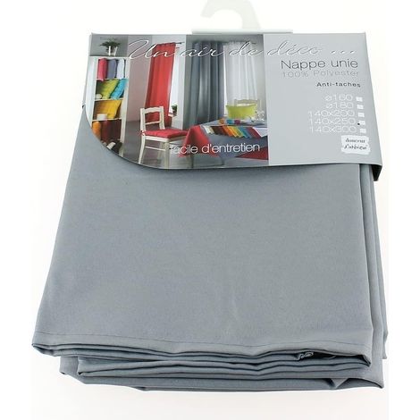 1 Nappe Ronde, Diamètre 180 cm, Polyester Uni Gris, Entretien Facile, Intérieur