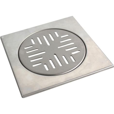 Siphon de sol salle bain, grille carrée en acier inoxydable épais (1/4)