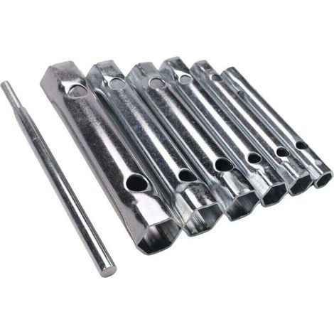 6 Pc 8 -19Mm Métrique Tubulaire Clé À Boîte Set Tube Bar Bougie D'Allumage Molette En Acier Double Fin Pour Automobile Réparation de L'Aplomb (1/4)