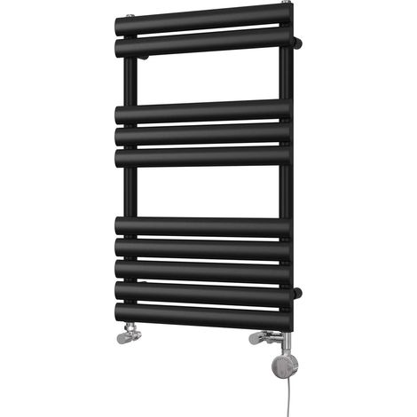 Omeara - Black Dual Fuel Towel Rail H825mm x W500mm Thermostatic (1/3)