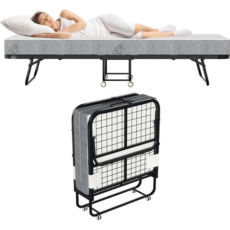 Wolketon 80x190cm Gästebett mit Matratze, auf Rädern, Klappbar, Klappbett bis 120 kg, tragbar