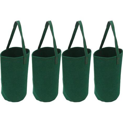 CCYKXASac de Culture Inversé pour Tomates et Fraises Tissu Feutre Vert 38x33x1 cm avec Poignée de Suspension Lot de 4 Pièces Réutilisable