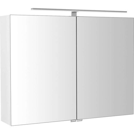 Sapho Riwa - Mobiletto a specchio con illuminazione LED, 81x70x17 cm, bianco lucido RIW080-0030 (1/5)