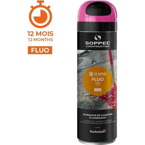 Soppec – Traceur fluorescent 500 ml cerise – 141525 – Marquage 9-12 mois sur tous supports – Séchage rapide 5 min – Haute visibilité