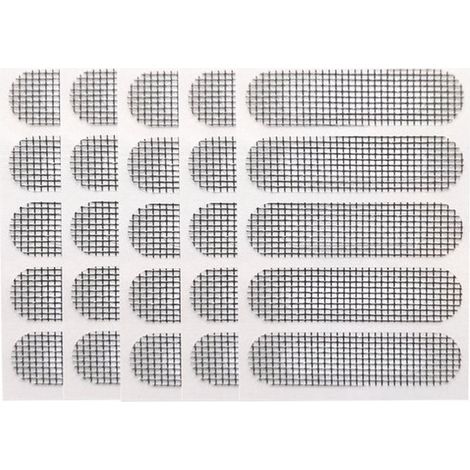 Patchs de réparation pour moustiquaires – 20 pièces – Patchs anti-insectes – Autocollants – Réparation de moustiquaires – Pour la réparation de fenêtres et de portes – 6 × 1,5 cm – Gris (1/5)