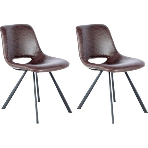 Lot de 2 Chaises Vintage "Joséphine" 77cm Marron Foncé (1/4)