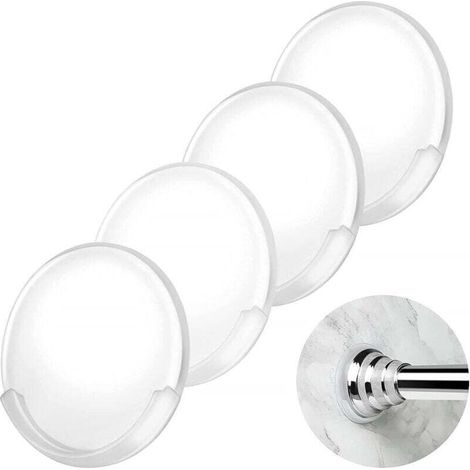Lot de 4 supports adhésifs pour tringle à rideau de douche, support mural antidérapant pour tringle de douche de salle de bain, sans perçage (tringle à rideau de douche non incluse)