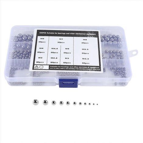 Lot de 520 billes d'acier précision 2-8mm, roulements à bille magnétiques en vrac, kit de perles métalliques (1/5)