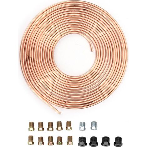 Tube de Conduite de Frein de 25 Pieds en Cuivre nickelé 3/16 Pouces OD avec Raccords pour Système de Carburant de Freinage Hydraulique Tube de Lin de FreinBobine de Tuyau de (1/5)