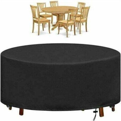 Round Garden Table Cover, Outdoor Garden Furniture Tarpaulin, Waterproof, UV-Resistant, Sturdy Oxford Fabric, Black Garden Table and Chair Cover - 180x90cm (1/4)