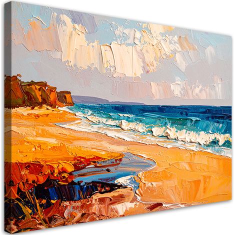 Quadro su tela, Spiaggia Mare Paesaggio dipinto - 120x80