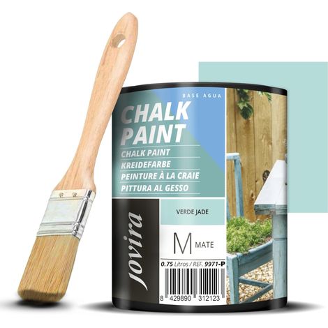 JOVIRA PINTURAS Chalk Paint - Vernice gessata all'acqua opaca + Pennello speciale per legno. Rinnovate i vostri mobili con creatività. (750 Millilitri, Verde Giada + Pennello) F-27-K (1/3)