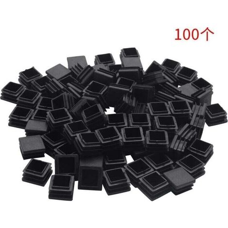 100Pcs Embouts De Tube Carrés En Plastique, Bouchons 20 Mm X Mm, Noir (1/4)