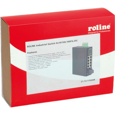Switch industriale Roline 21.13.1154 6 porte RJ45 2 porte fibra