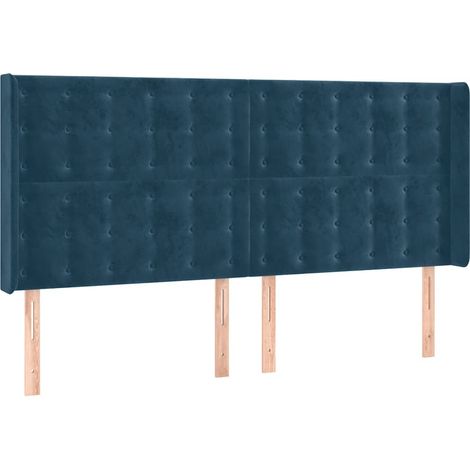 Testiera  Testata del letto ad Orecchio Blu Scuro 183x16x118/128 cm in Velluto (1/5)