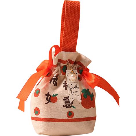 Stoffgeschenktüte, elegante chinesische Süßigkeitentüte für Gäste, ideal für Verlobungen und andere Feierlichkeiten. Orange. (1/3)