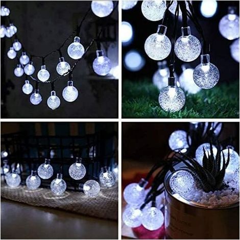 Guirlande solaire extérieure de 7 m avec 50 LED et 8 modes, parfaite pour le jardin et les célébrations de mariage