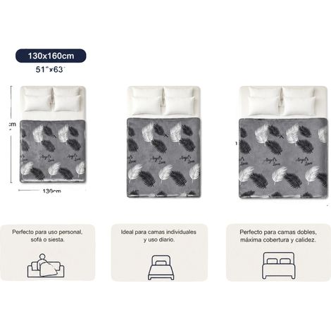 Fleece-Decke, weiche Textur, lebhaft bedrucktes Design, Grau130X160cm (1/2)