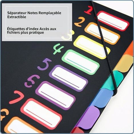 Range Document Bureau A4,Csseur Extensible à 24 Pochettes Colorées,Trieur Accordéon,Document Organiseur Rangement DOSSIER SUSPENDU (1/5)