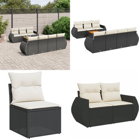 Salon de jardin 8 pcs avec coussins noir résine tressée - Ensemble Salon De Jardin - Meuble Extérieur - Mobilier De Jardin - Salon De Jardin Pliable - Set Salon De Jardin - Home & Living (1/5)