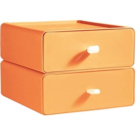 Organiseur de bureau en 2 pièces, grand tiroir à maquillage empilable, organisateur de fournitures de bureau pour bureau ou chambre d'étudiant (1/3)