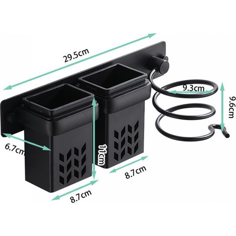 Hair Dryer Holder, Aluminum Hair Straightener Holder with ABS Storage and Cable Tidy, Multifunctional Bathroom Rack for Storing Hair Dryer, Hair Straightener, More (1/5)