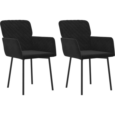 Lot de 2 Chaises à manger,Chaise de cuisine Noir Velours CFW43759 (1/5)