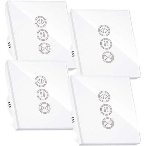 Interrupteur Volet Roulant Connecté, XU, Wifi,Compatible Equipé de Alexa/Google Home, Interupteur Connecté Tactile Rétro Éclairage Éteindre Timer Contrôle,4PCS -