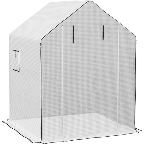 Film de remplacement pour serre avec protection UV, fenêtre latérale, porte enroulable, bâche de rechange, film PE pour serre à tomates, blanc, 140 x 143 x 190 cm