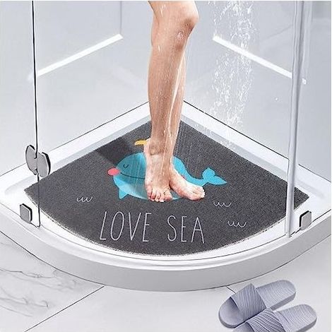 Loofah Corner Shower Mat, Non-Slip Anti-Mold Bath Mat 60 x 60 cm Shower Mat for Indoor Outdoor Shower Washable Area Bath Mat for Bathroom Floor (1/4)