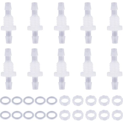 10 Paquets 4mm Thru-Bulk Bulkhead Fittings Raccords de Tuyaux d'Arrosage en Plastique Raccords de Tuyau pour Aquarium Jardin Laboratoire (1/5)